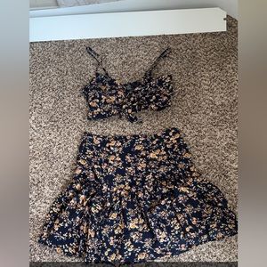 Floral skirt and crop tank top set
